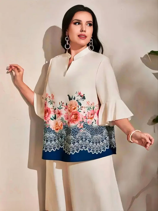 Elegant Floral Lace Print Co-Ord Set – Premium Crepe Fabric | Stylish & Comfortable