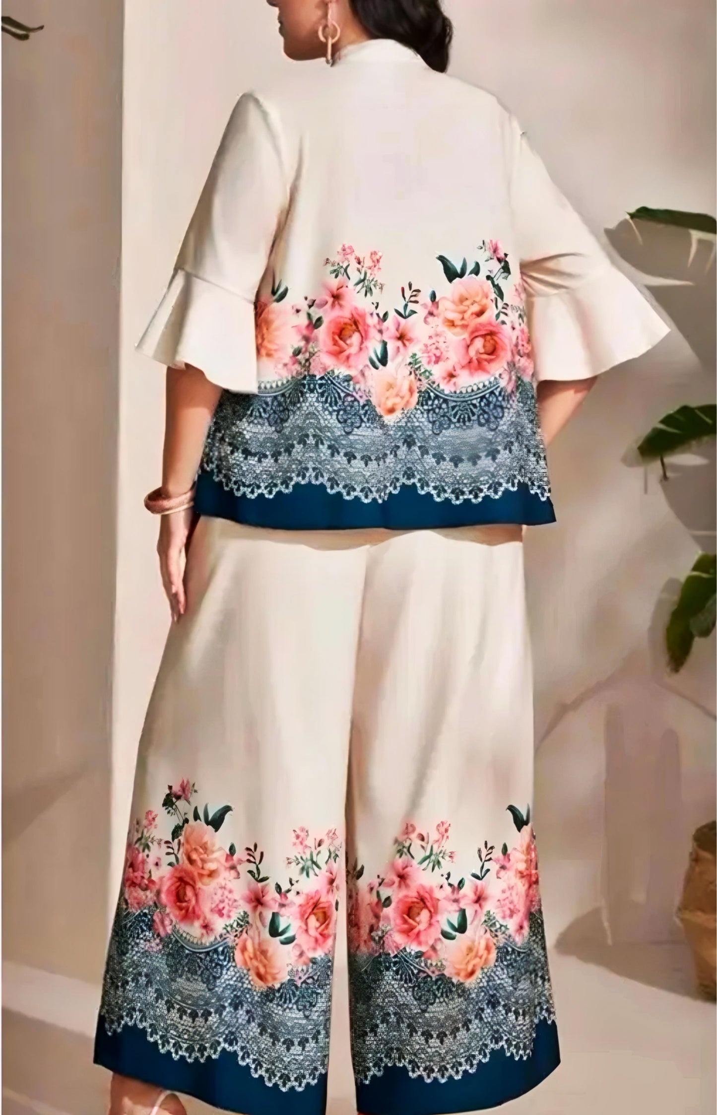 Elegant Floral Lace Print Co-Ord Set – Premium Crepe Fabric | Stylish & Comfortable