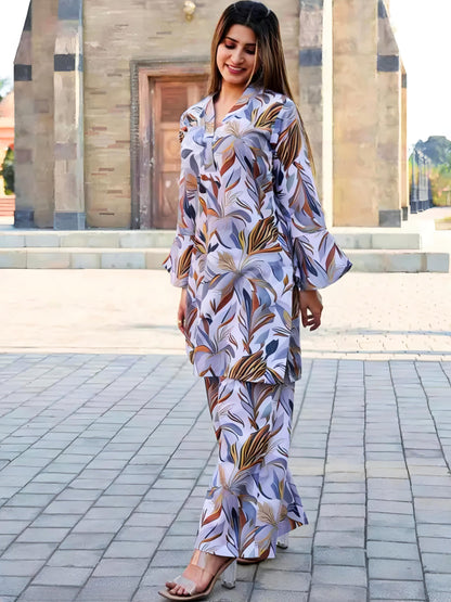 Elegant Floral Printed Co-ord Set | Stylish Summer Wear for Women