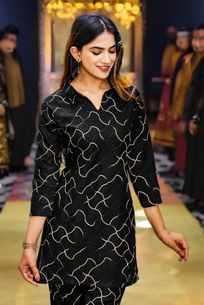 Elegant Black Printed Co-Ord Set for Women – Stylish & Comfortable | LiteGear