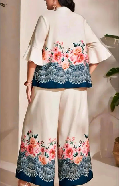 Elegant Floral Lace Print Co-Ord Set – Premium Crepe Fabric | Stylish & Comfortable