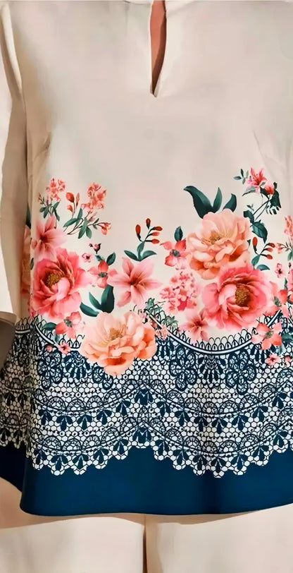 Elegant Floral Lace Print Co-Ord Set – Premium Crepe Fabric | Stylish & Comfortable